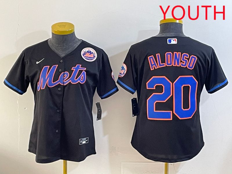 Youth 2025 New York Mets #20 Alonso Black Game Nike MLB Jersey style 5->youth mlb jersey->Youth Jersey